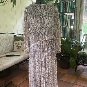 TWO PIECE Vintage Silk Skirt & Top Set